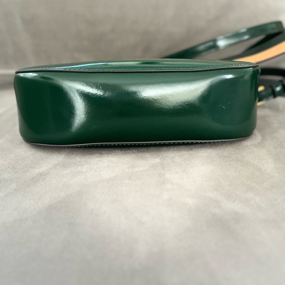 TORY BURCH Handbag Emerson Swingpack Patent Pine Green Leather Bag Purse - Picture 6 of 10